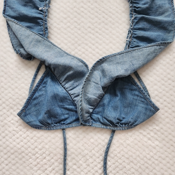 Zara Ruffled Denim Bralette - Picture 7 of 11